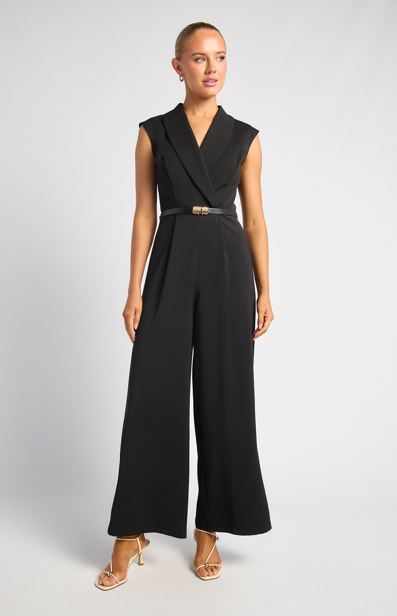 Cap Sleeves Curved Collar Jumpsuit (SJP612-2A)