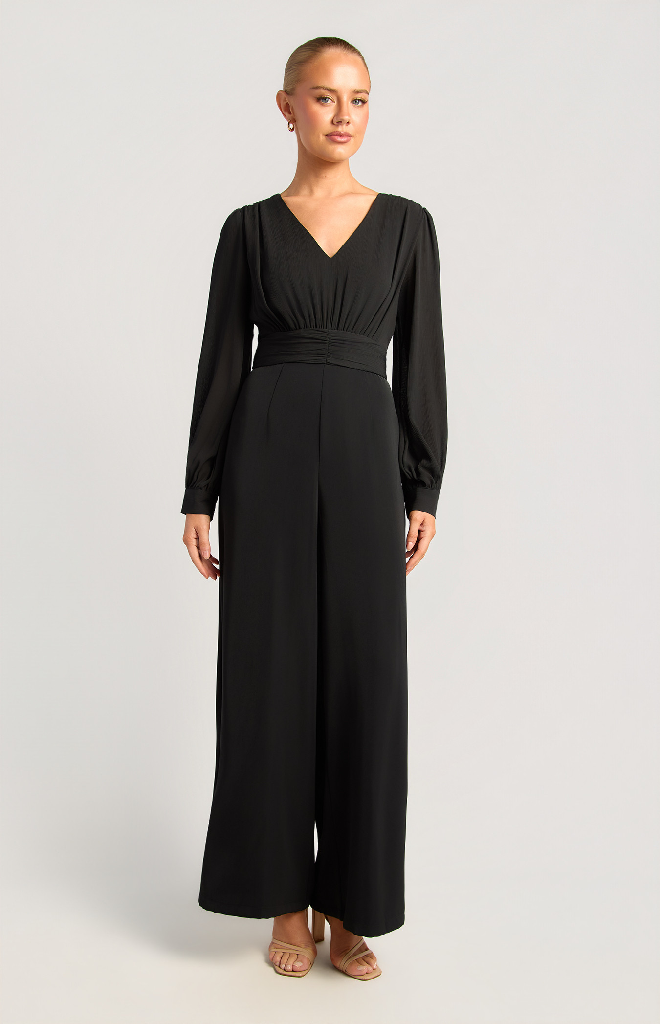Contrast Fabric With Waist Panel Jumpsuit (SJP636A)