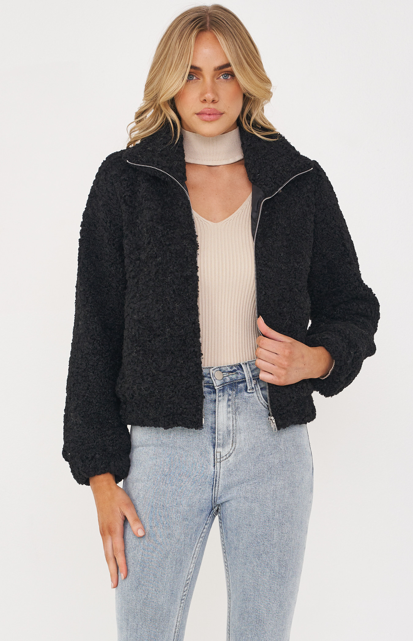 Fluffy Teddy Jacket with Functional Pockets (SJT348B)