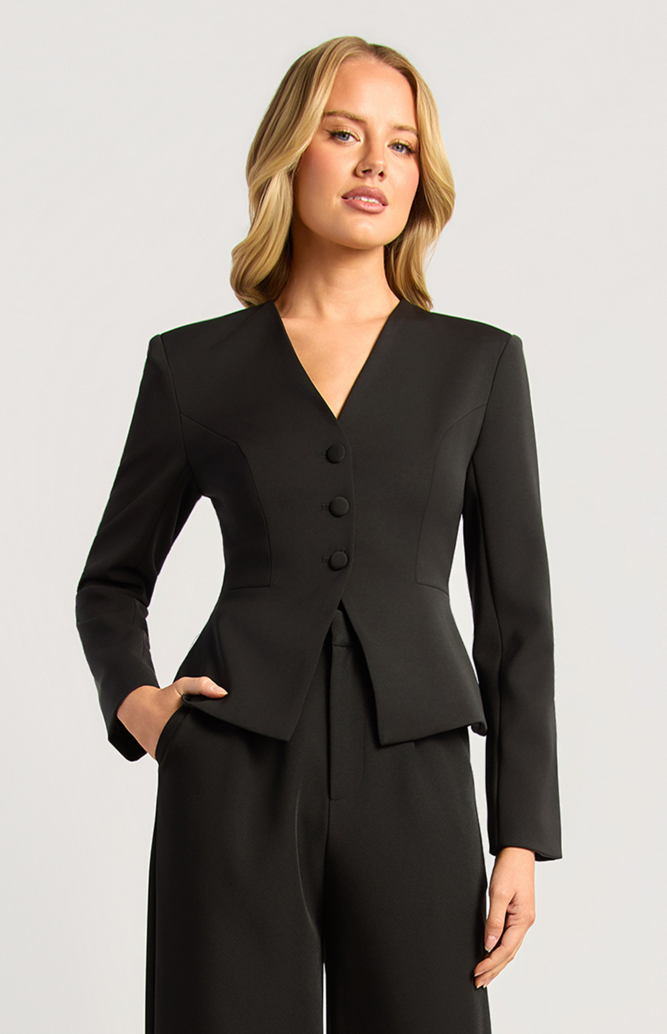 Cinch Waist Blazer With Button Up Detail (SJT413A)