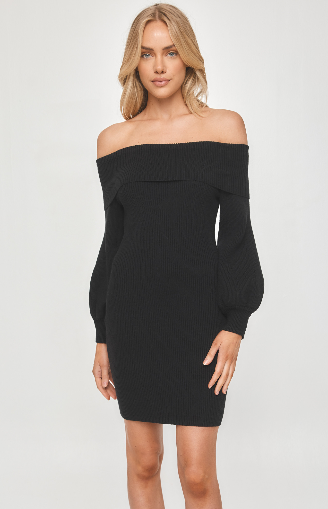 Off the Shoulder Bubble Sleeve Knit 
