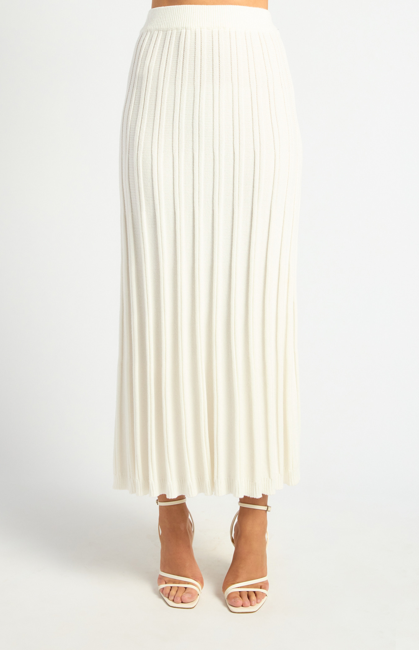 Raised Rib Textured Knit Midi Skirt (SKN915)