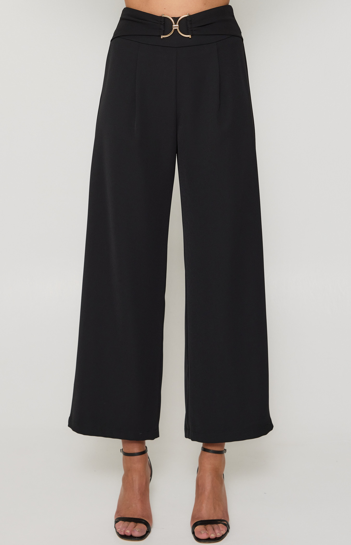 High Waisted Gold Buckle Detail Pants (SPA448A)