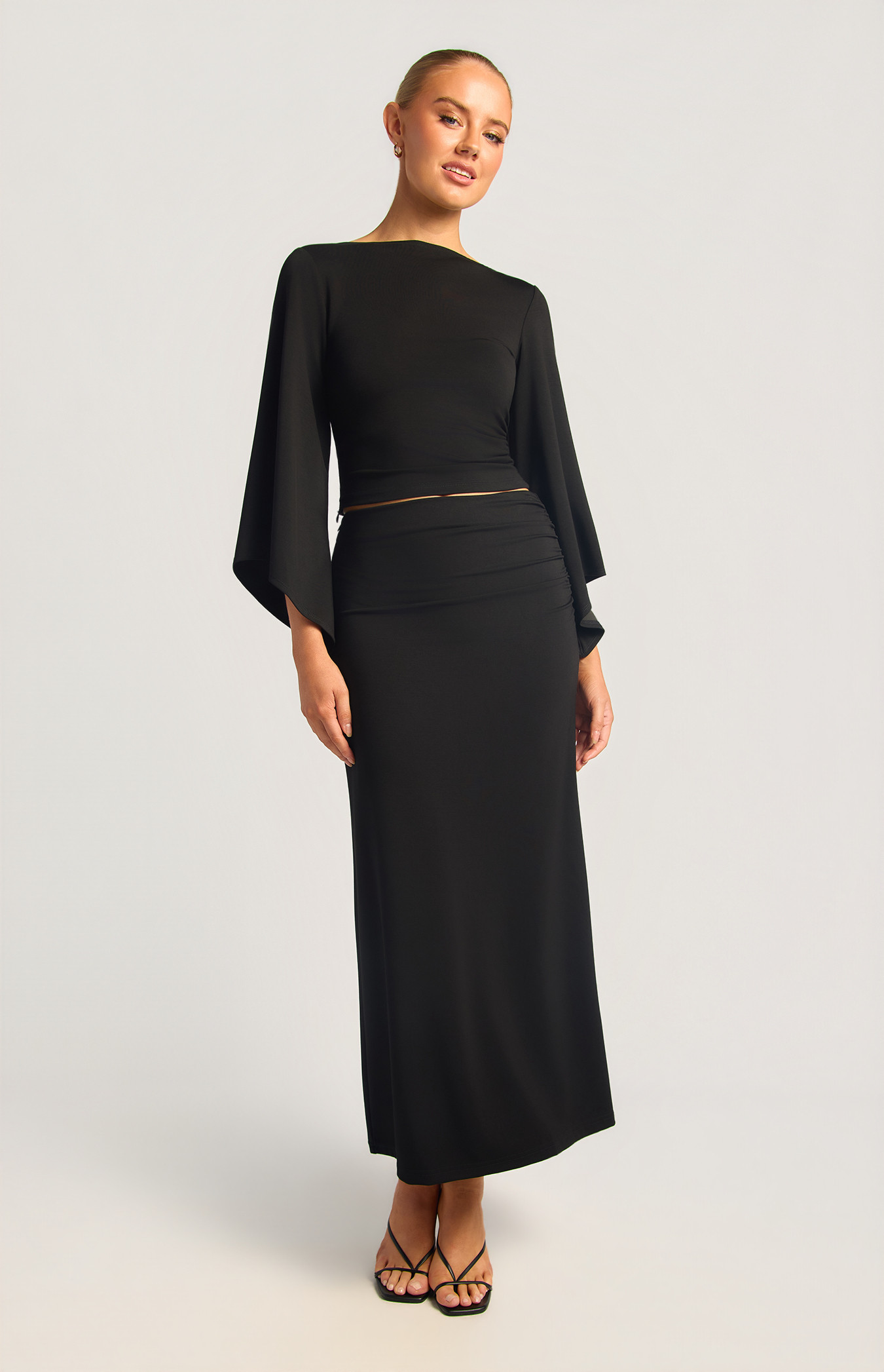 Batwing Sleeve Jersey Top And Skirt Set (SSE597A)