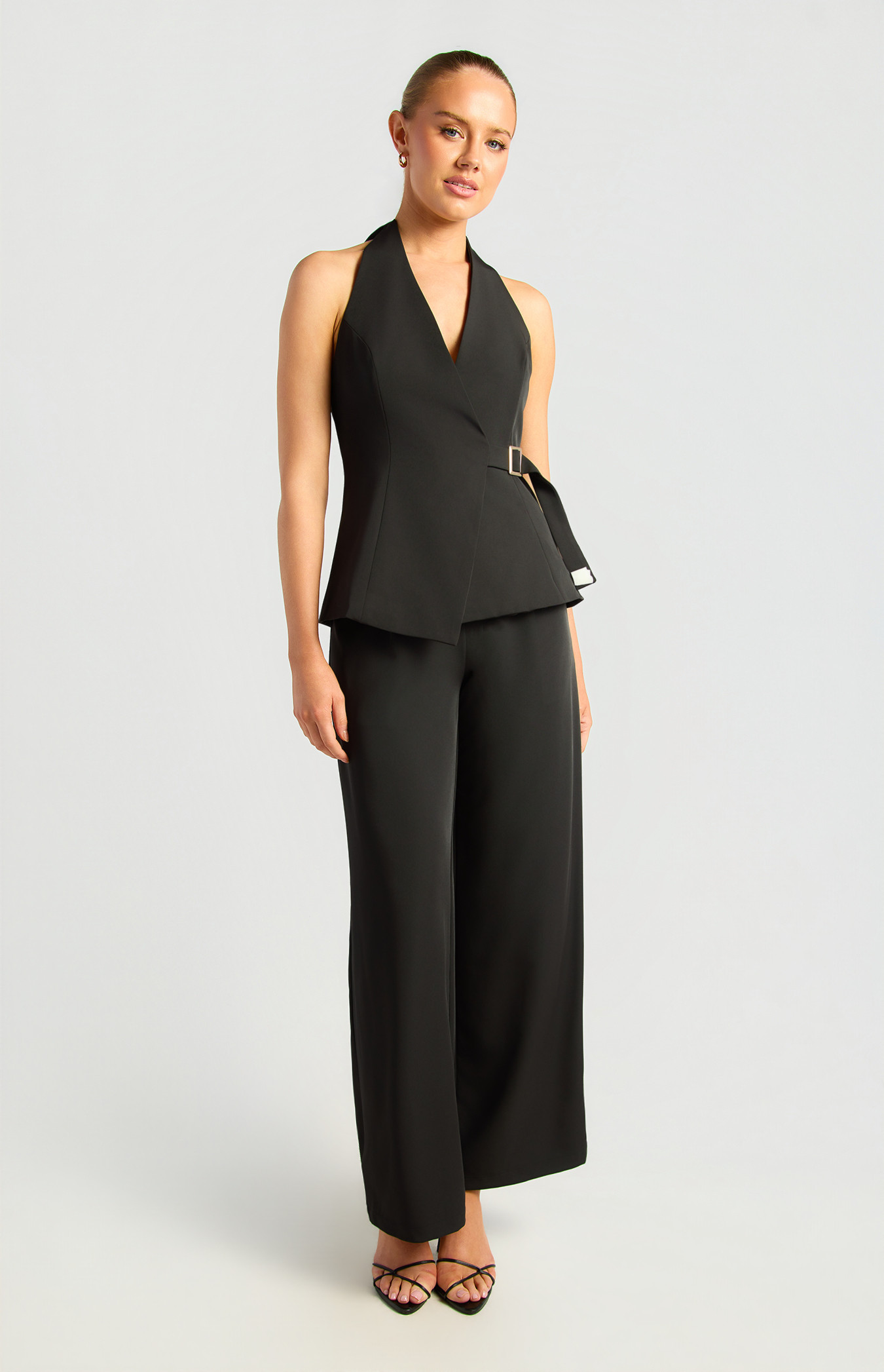 Halter Tie Neckline Vest Top And Pants Set (SSE611B)