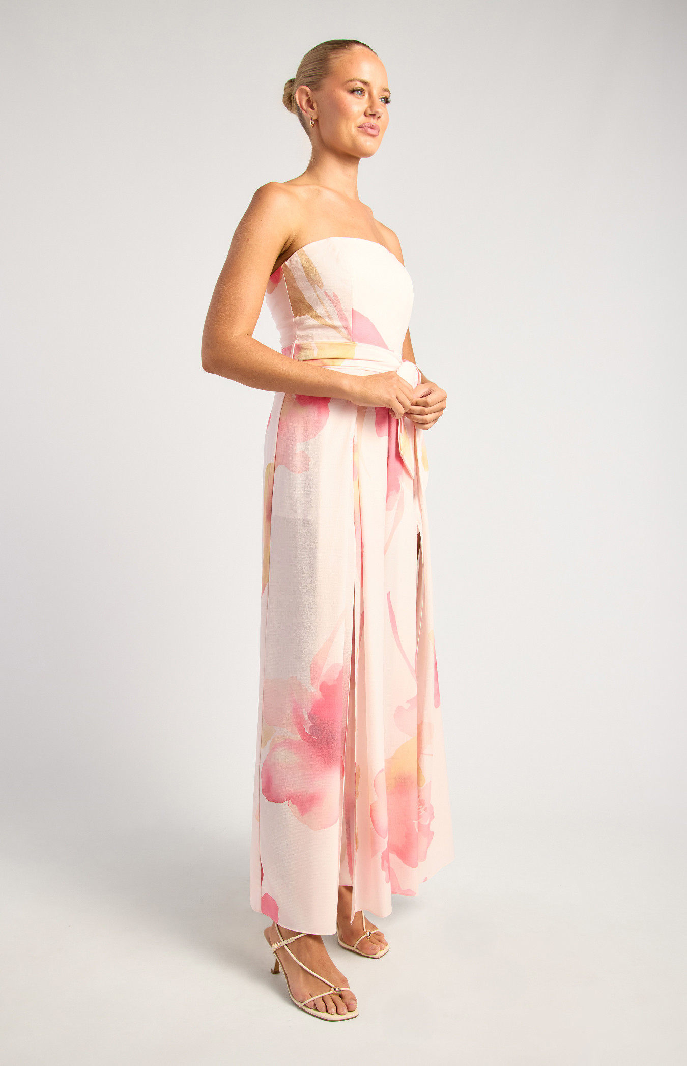 Floral Print Front Split Strapless (SSJP7-40A)