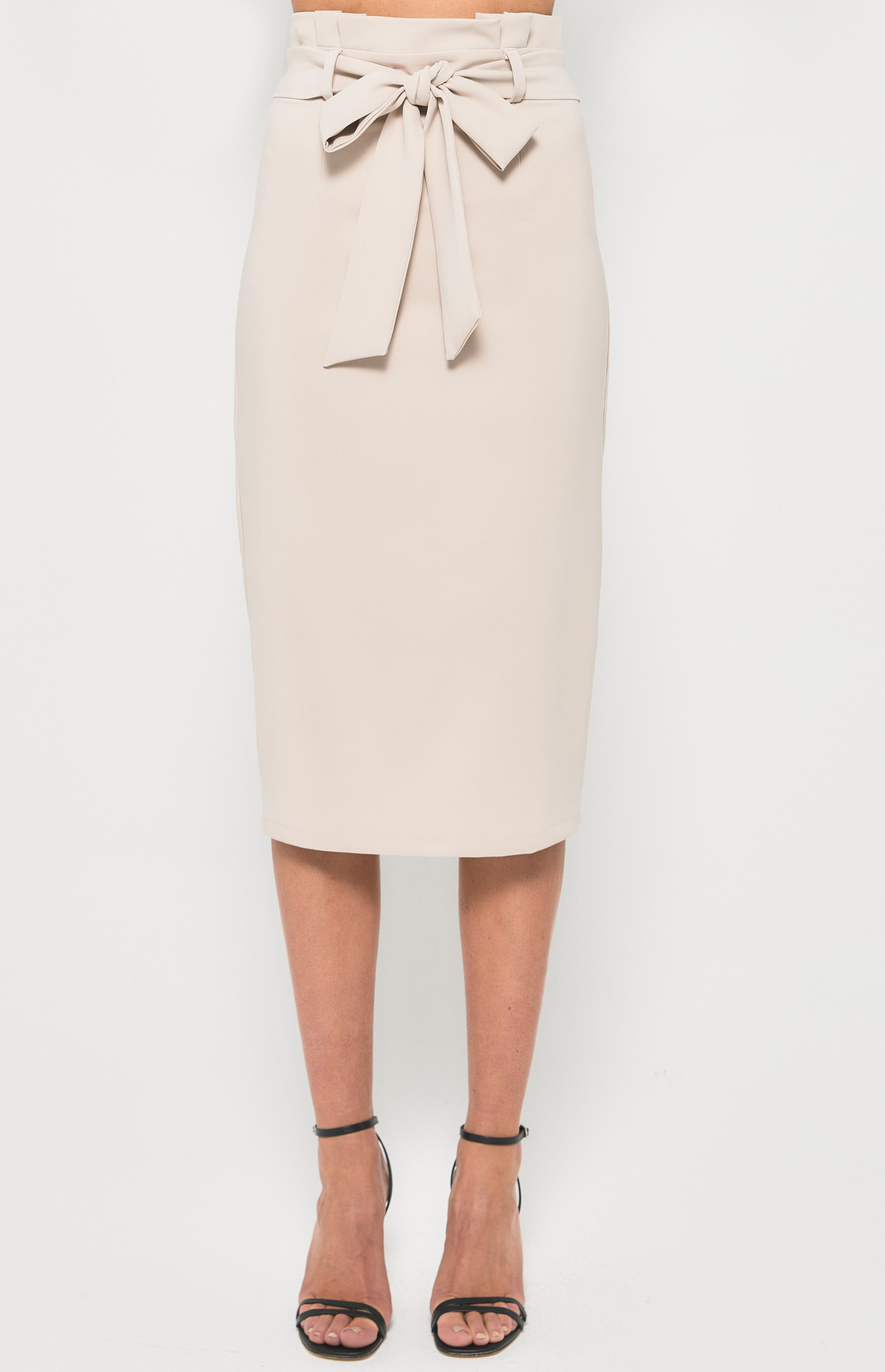 Vidogma Uma Rw Paperbag Midi Skirt Brown Beige