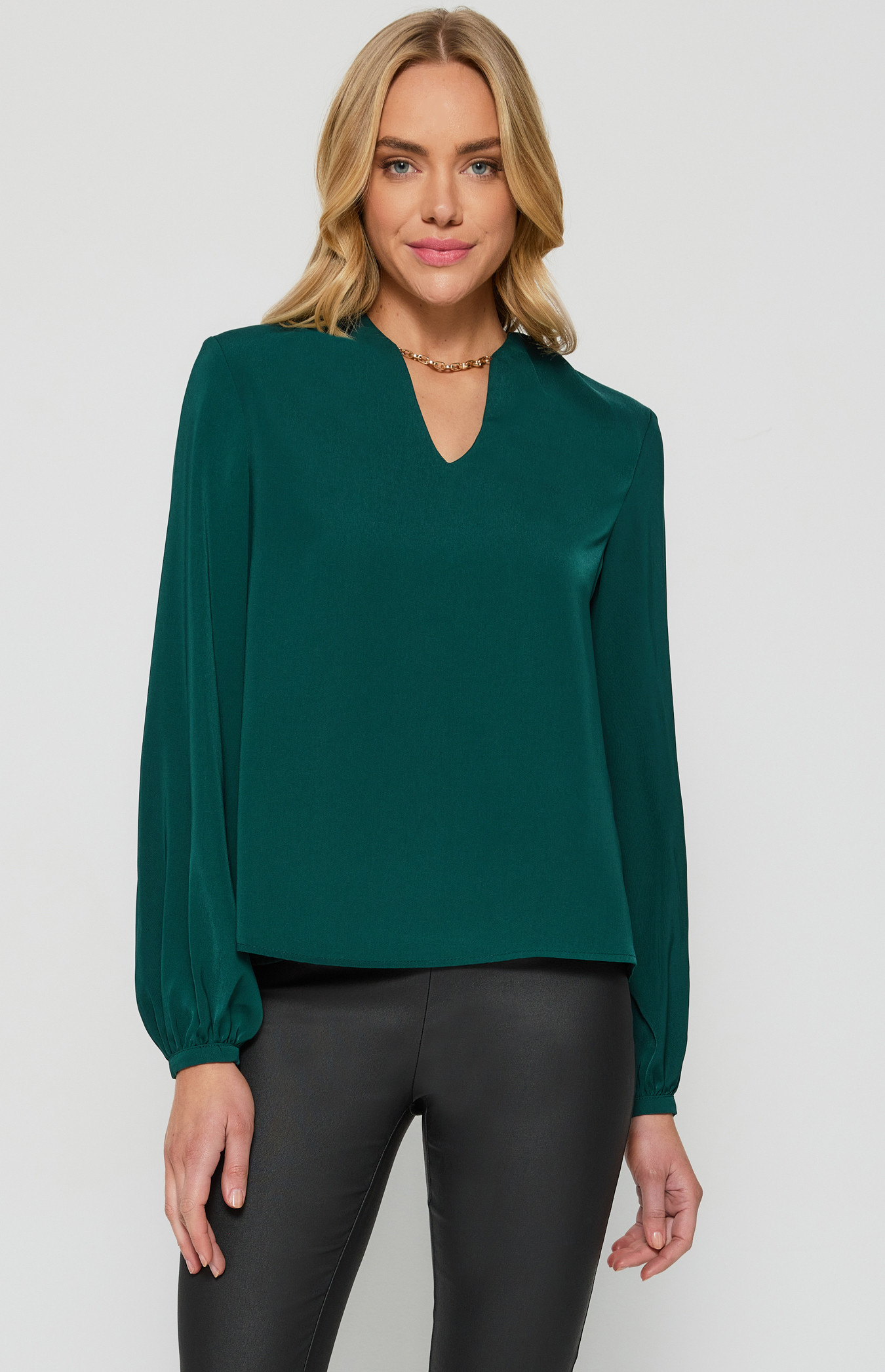 Pleated Shoulder Top with Chain Neckline Detail (STO645A)