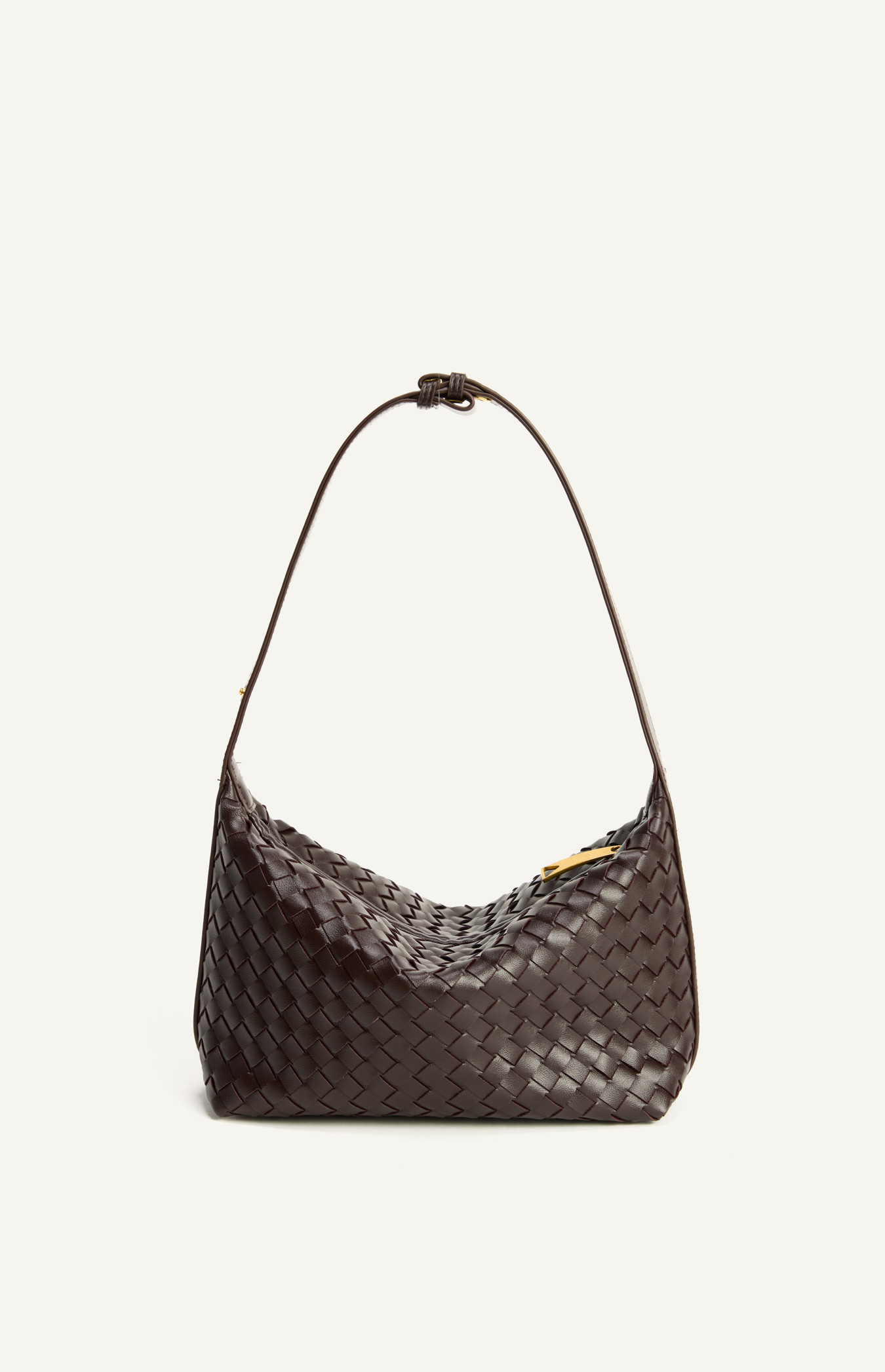 Woven Vegan Leather Adjustable Shoulder Bag with Gold Hardware and Rivets (WBG193)