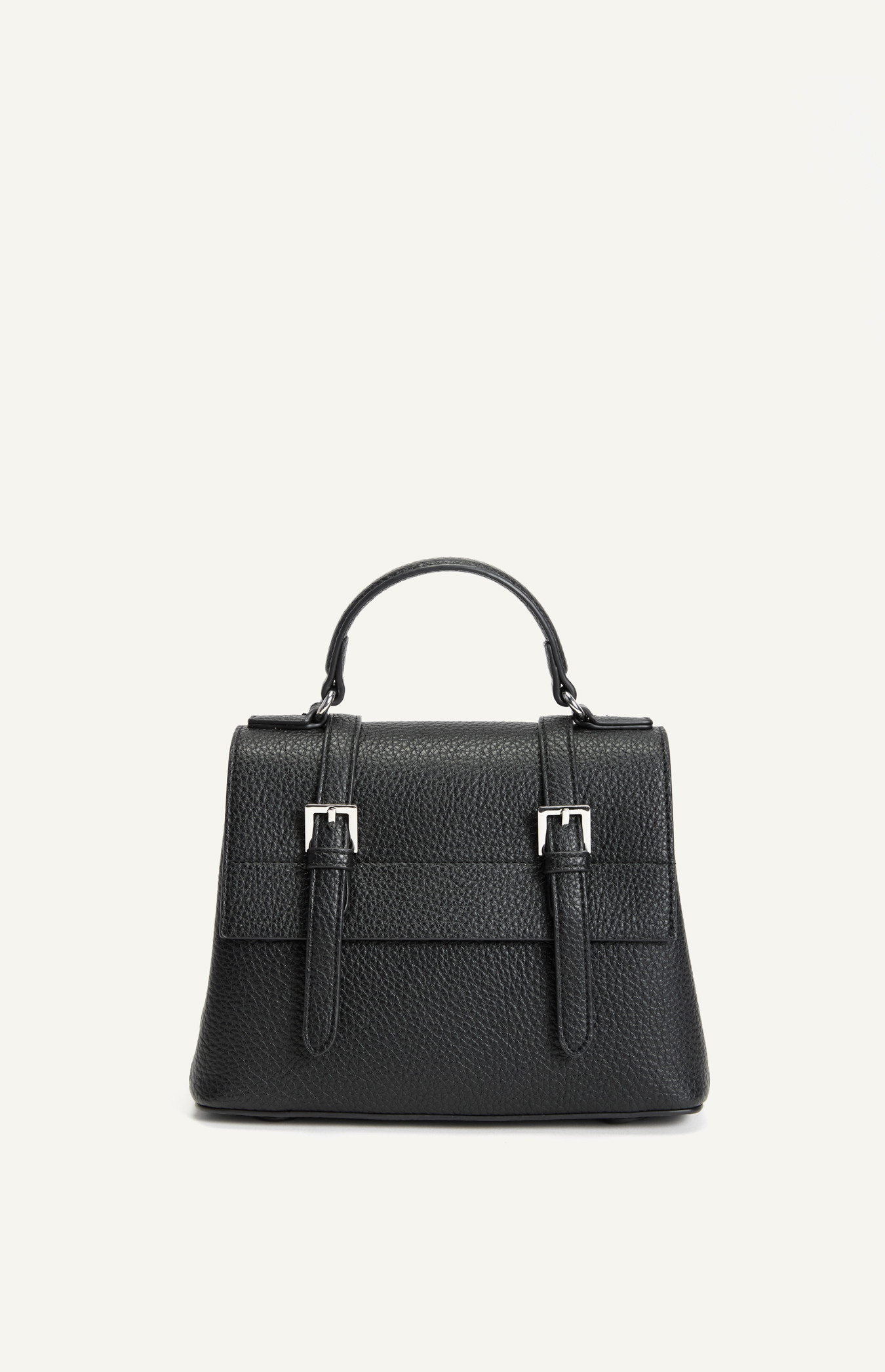 Pebbled Vegan Leather Mini Satchel Handle Bag with Dual Buckle Detail (WBG201)