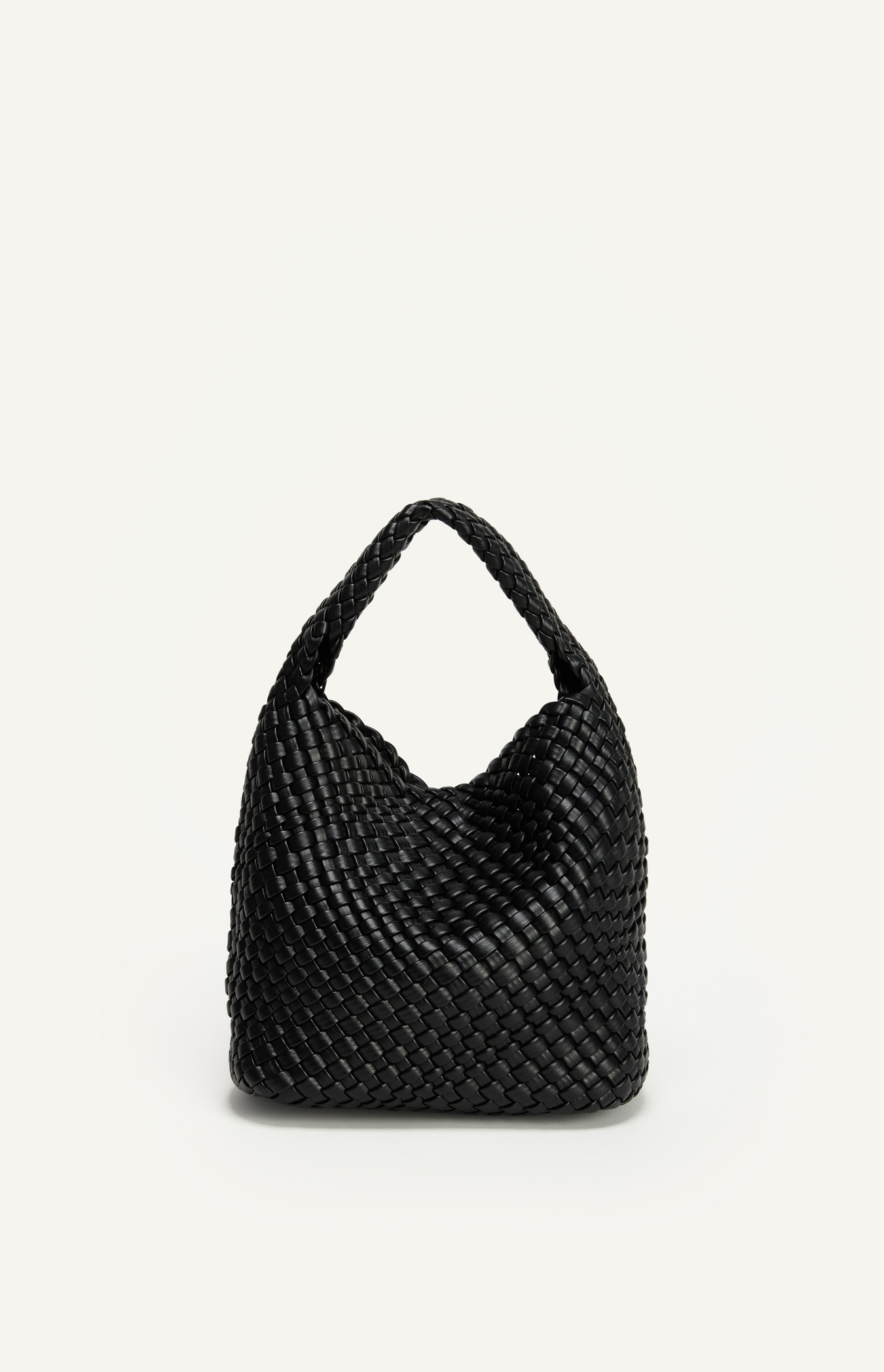 Woven Vegan Leather Handle Bag With Woven Pouch - ANGIE HANDLE BAG (WBG211)