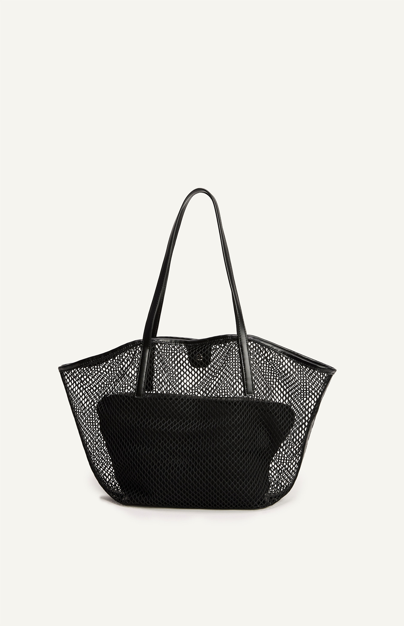 Netted Tote Bag With Removeable Suede Pouch – Leah Shoulder Bag (WBG216)