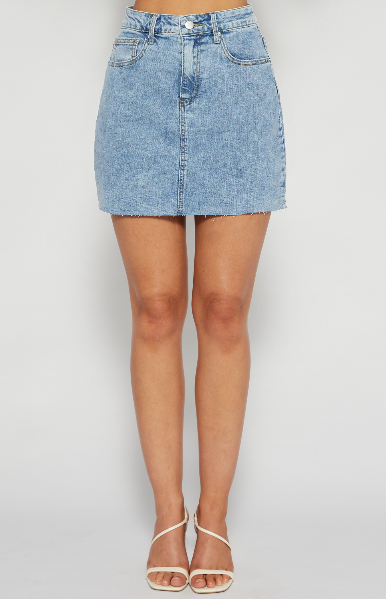 Raw Edge Denim Mini Skirt (WDM609)