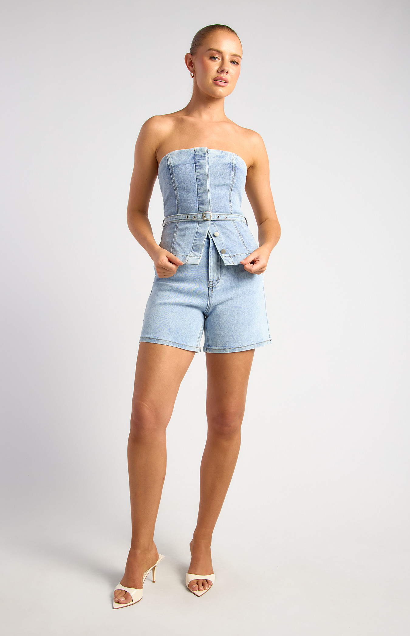 High Waisted Washed Denim Shorts (WDM651B)