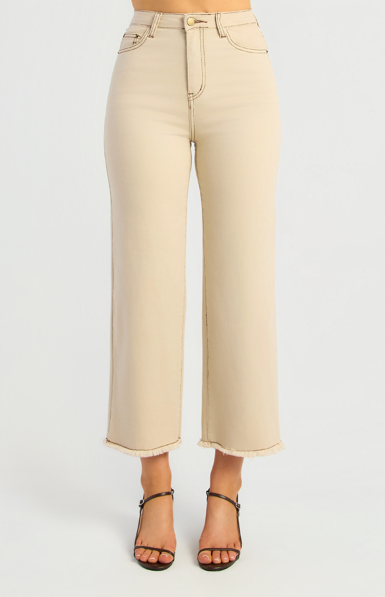 Frayed Hem High Waisted Jeans (WDM661)