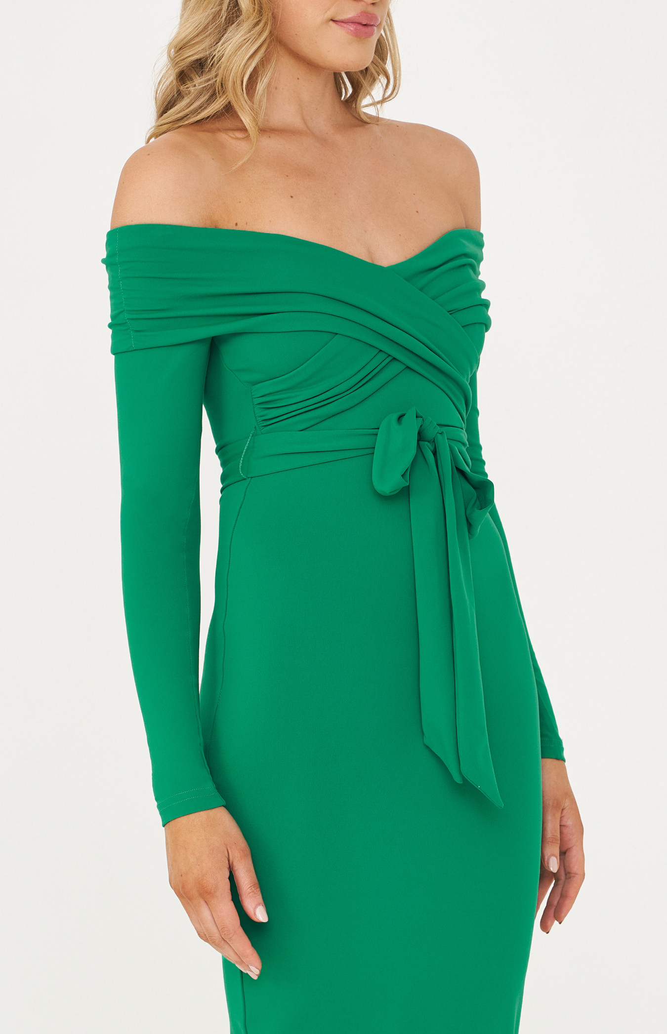 Off the Shoulder Midi Bodycon with Belt 