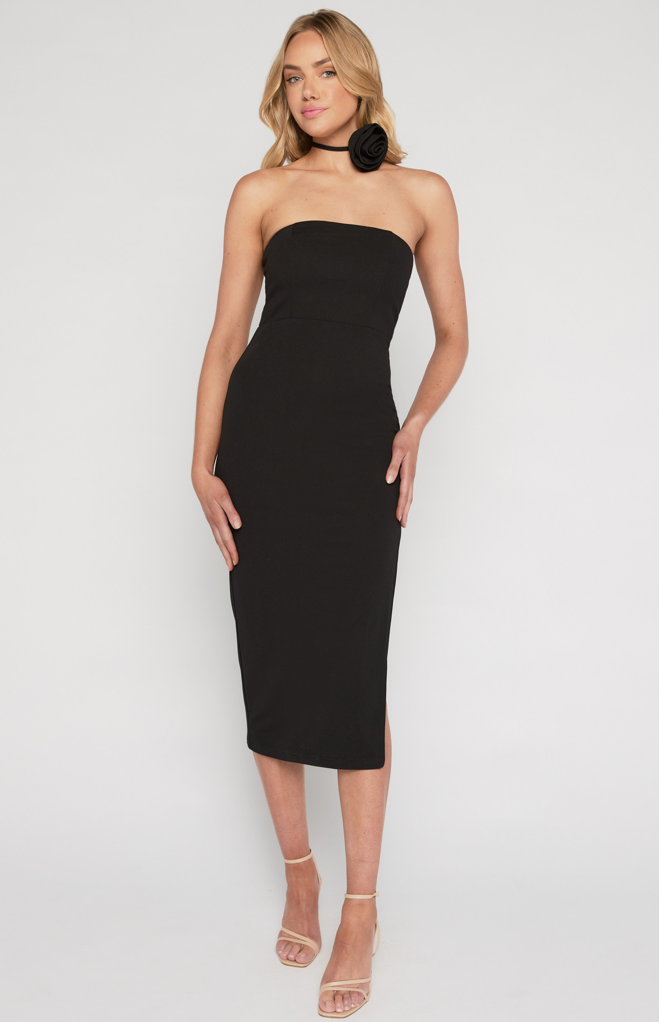 Strapless Bodycon with Removable Rose Tie (WDR634A)