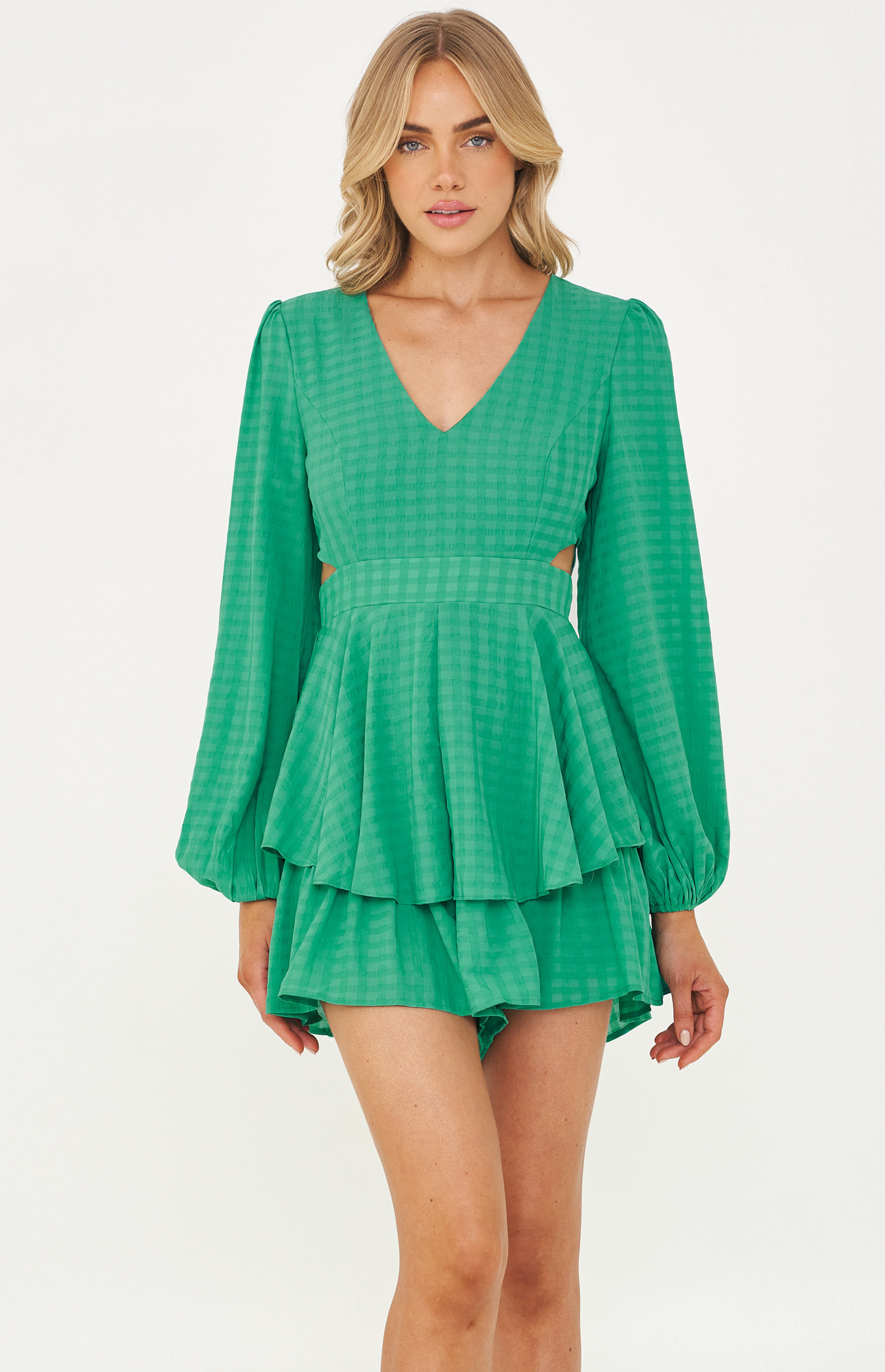 Textured Chiffon Playsuit with Cut Out Side Detail (WJP226B)