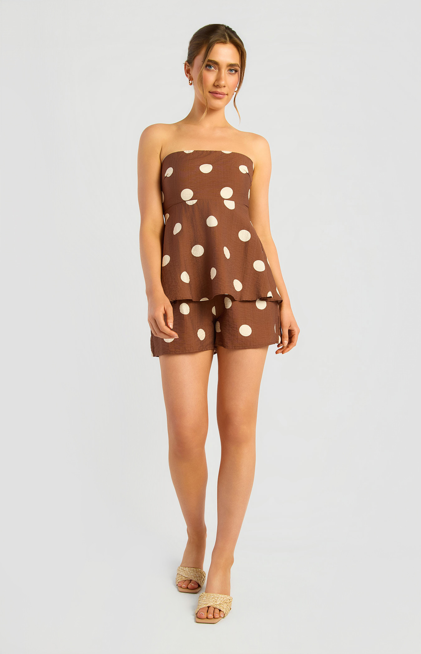 Polkadot Print Strapless Playsuit (WJP273-2B)