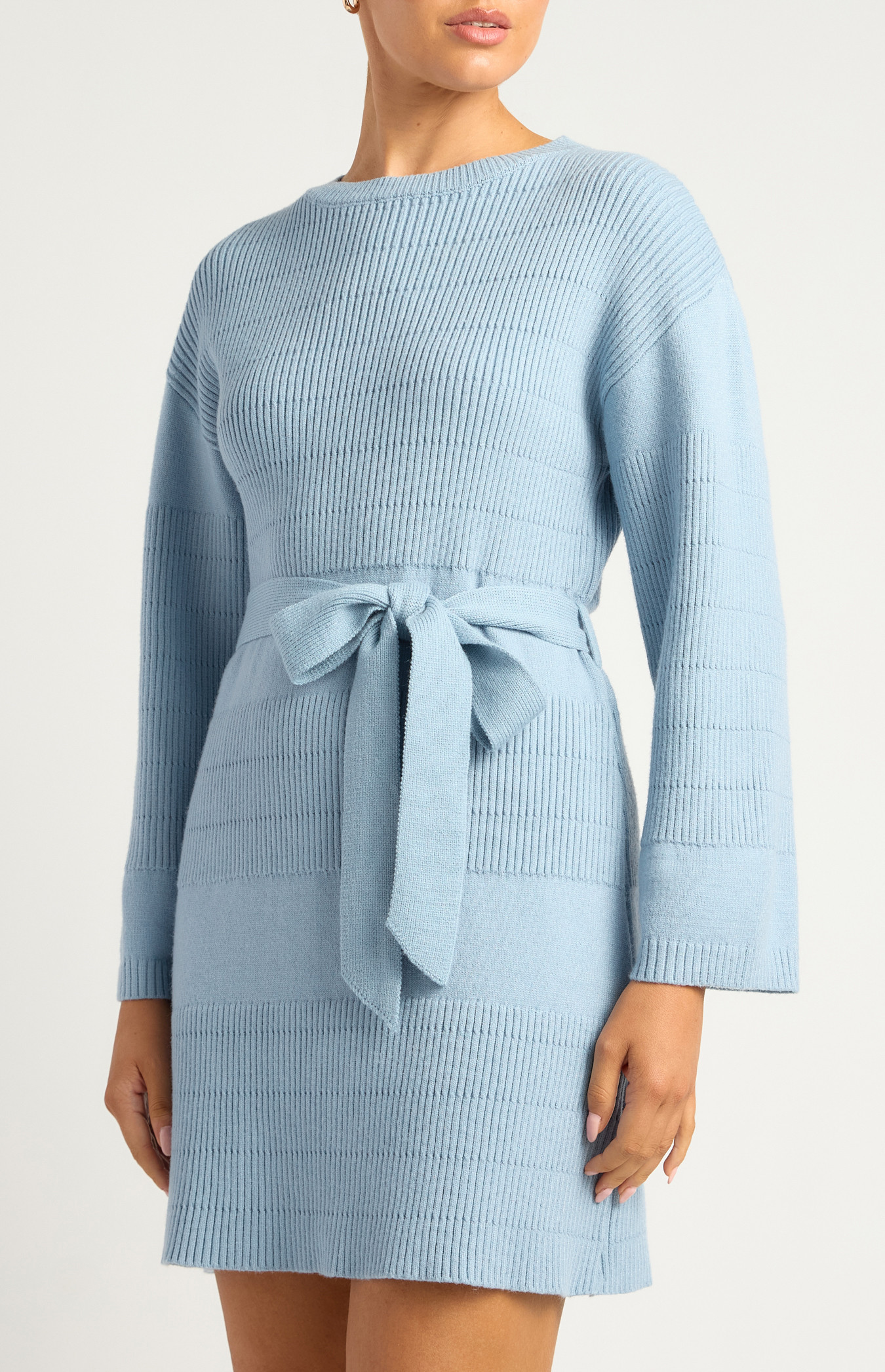 Contrast Textured Relaxed Fit Knit Dress (WKN693)