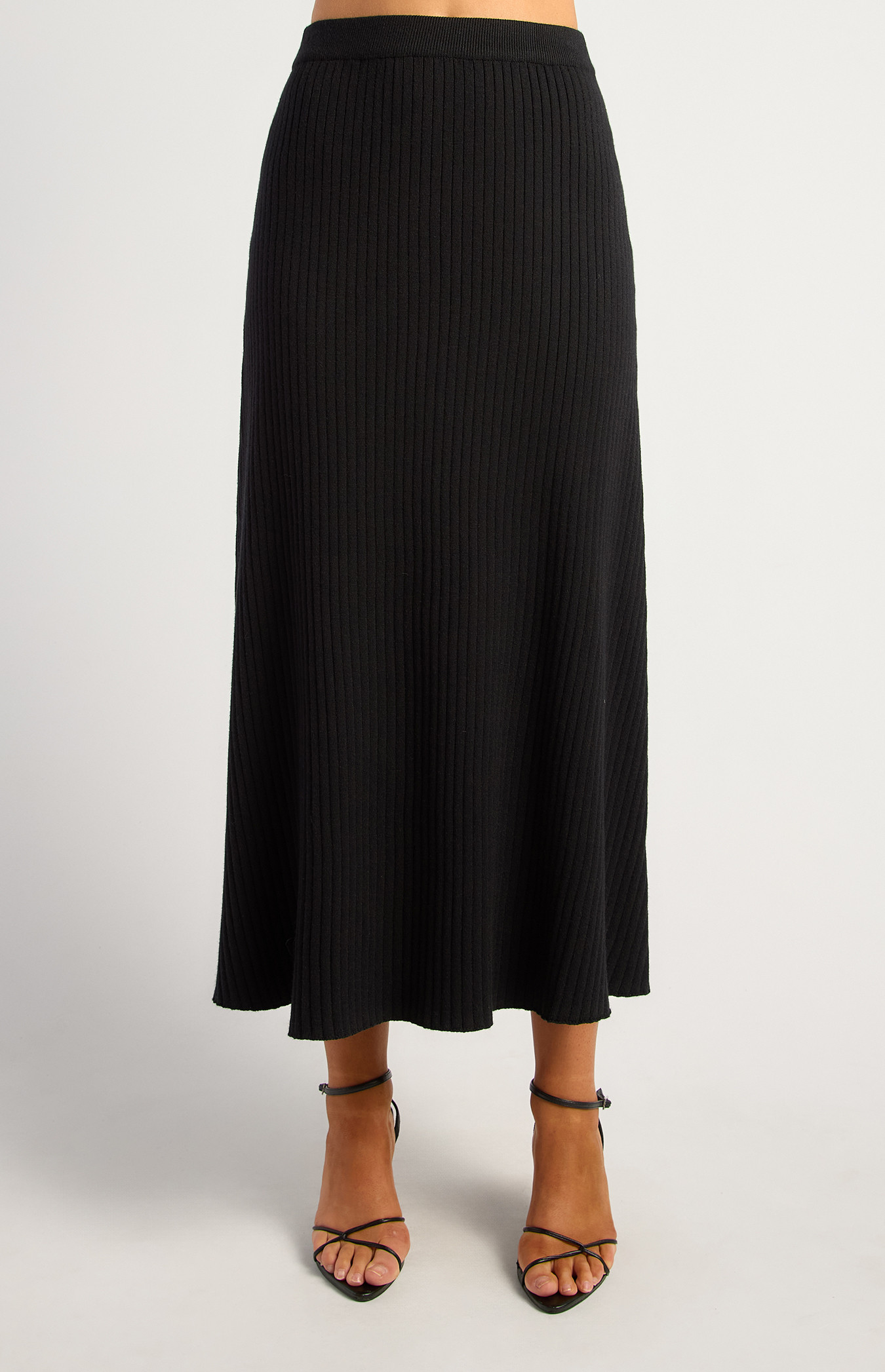 A-Line Ribbed Knit Skirt (WKN877)