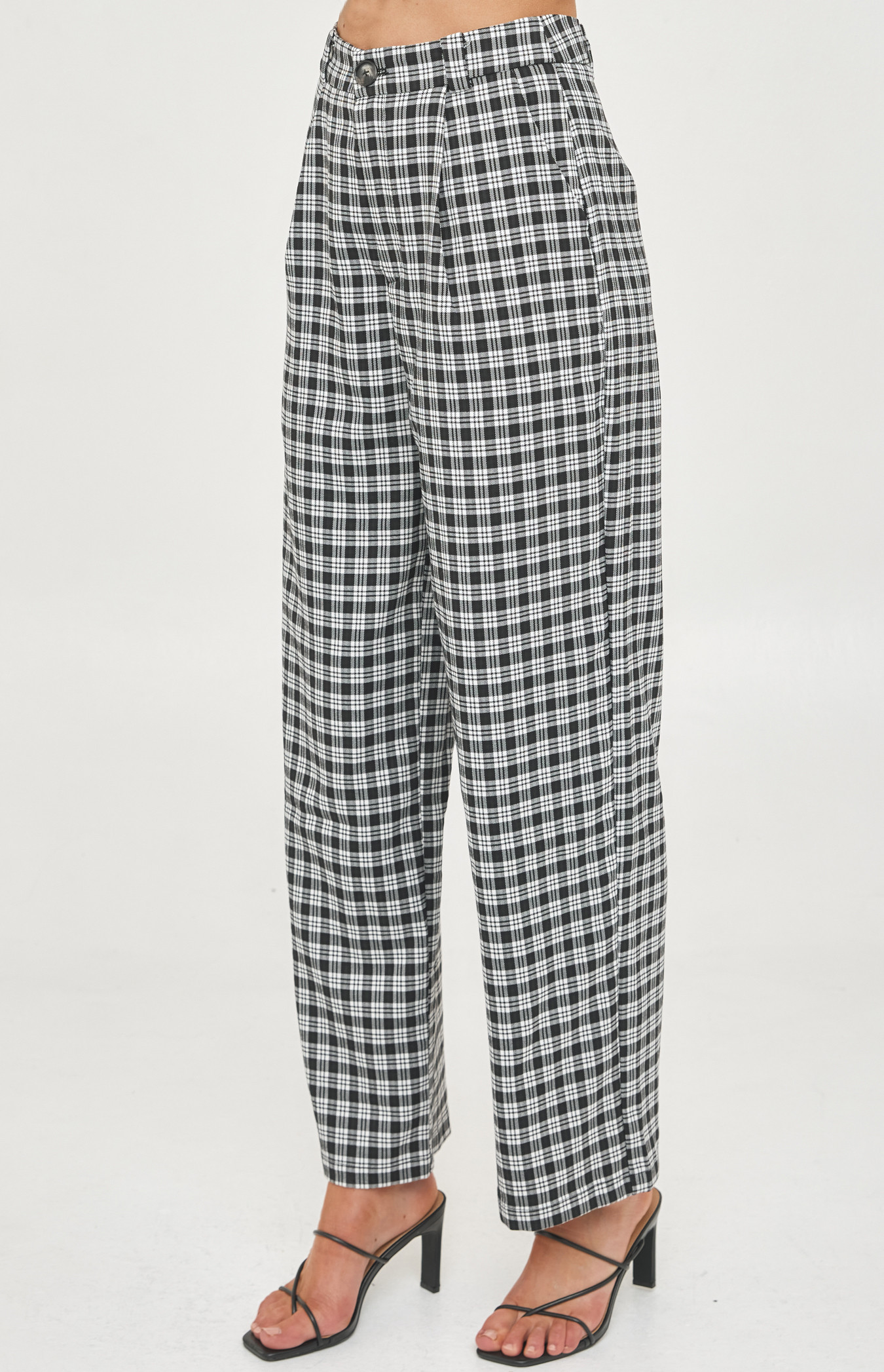 High Waisted Wide Leg Checkered Pants (WPA222B)