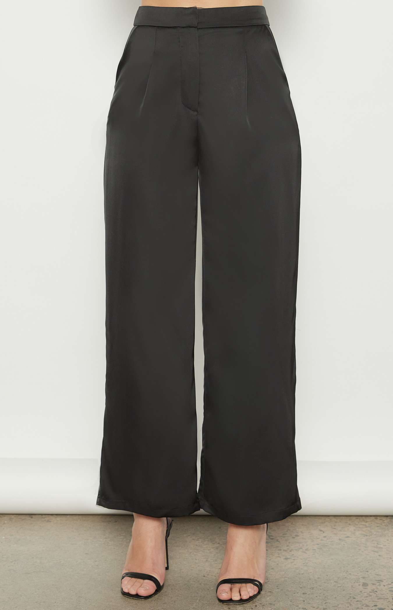 High Waisted Satin Wide Leg Pants (WPA273B)