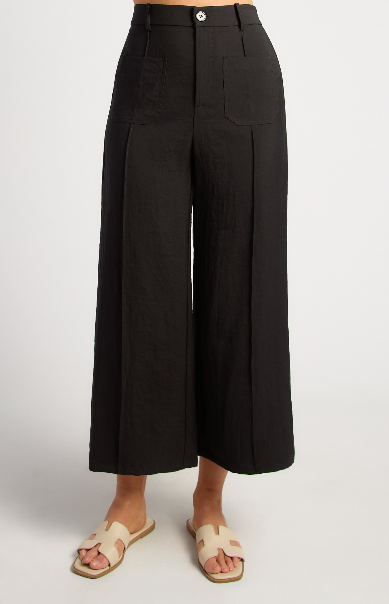 Patch Pocket Front Seam Detail Pants With Elastic Back Waist (WPA322B)