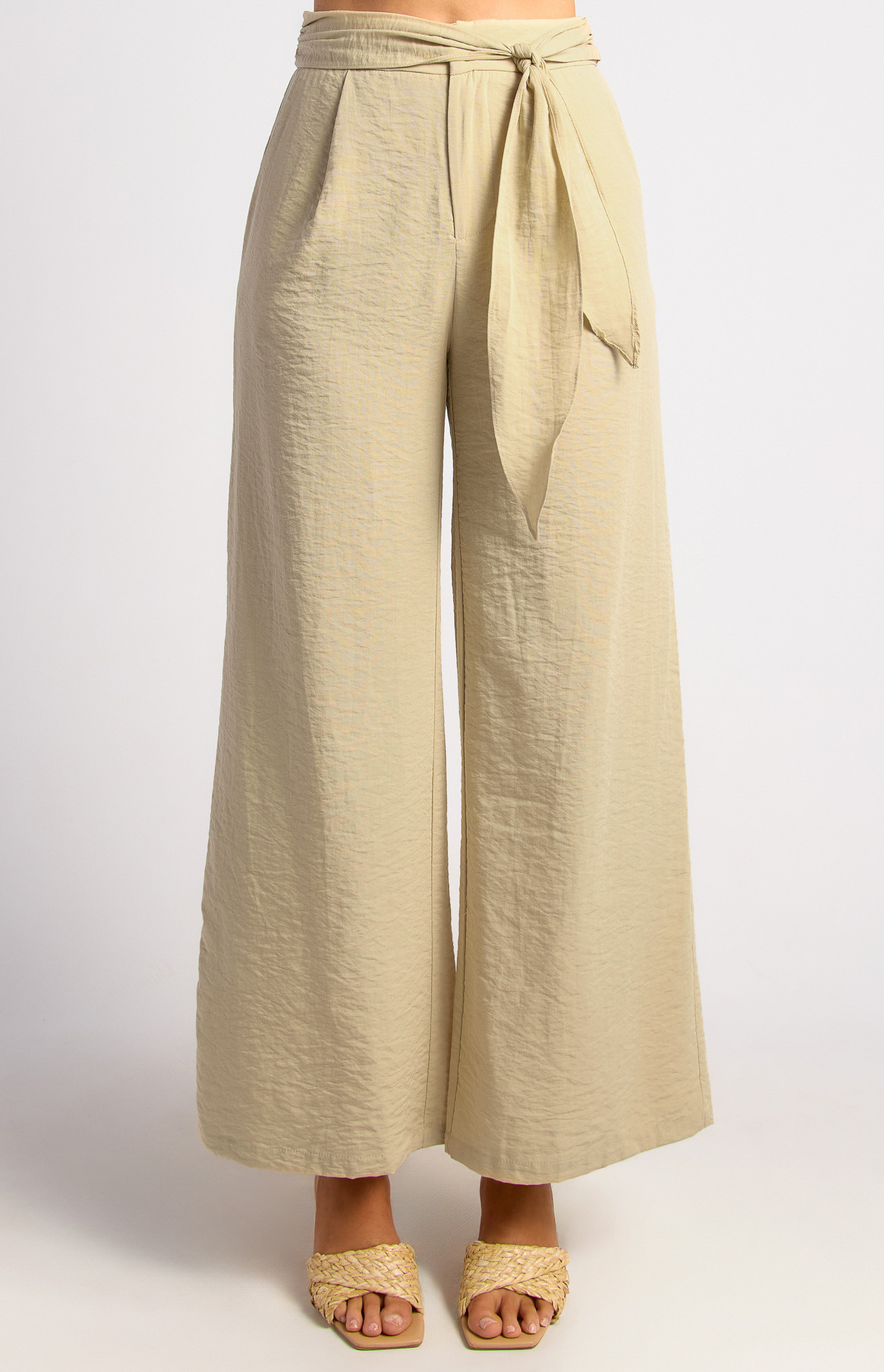 Textured Pants With Waist Tie Detail (WPA325B)