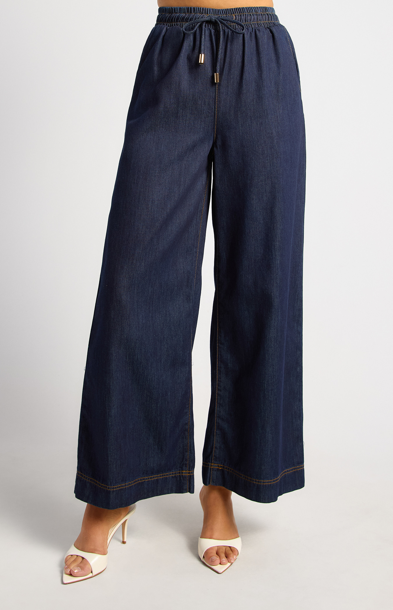 Elastic Waist Tie Chambray Pants (WPA345B)