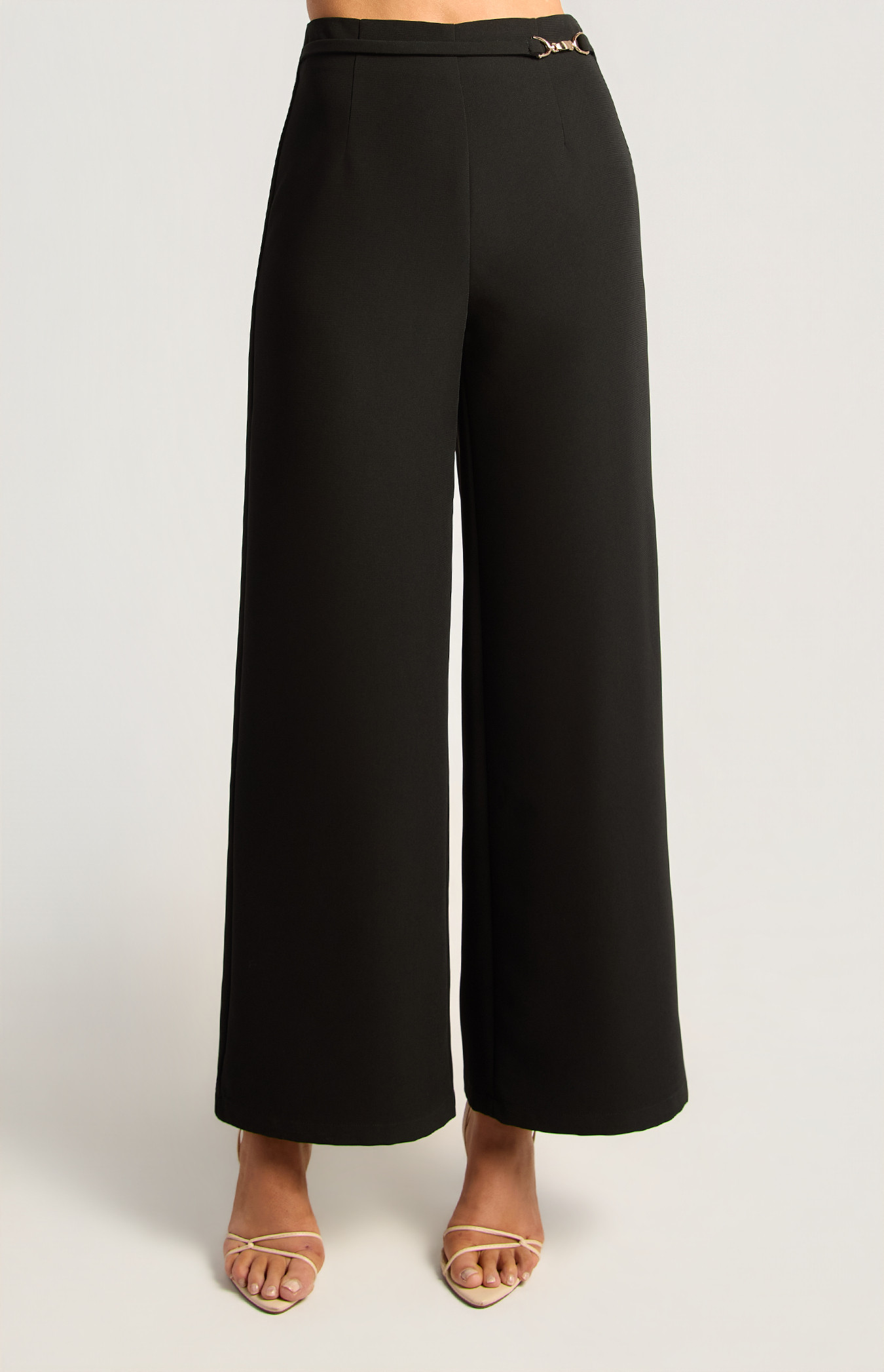 High Waisted Pant With Gold Buckle Detail (WPA358B)