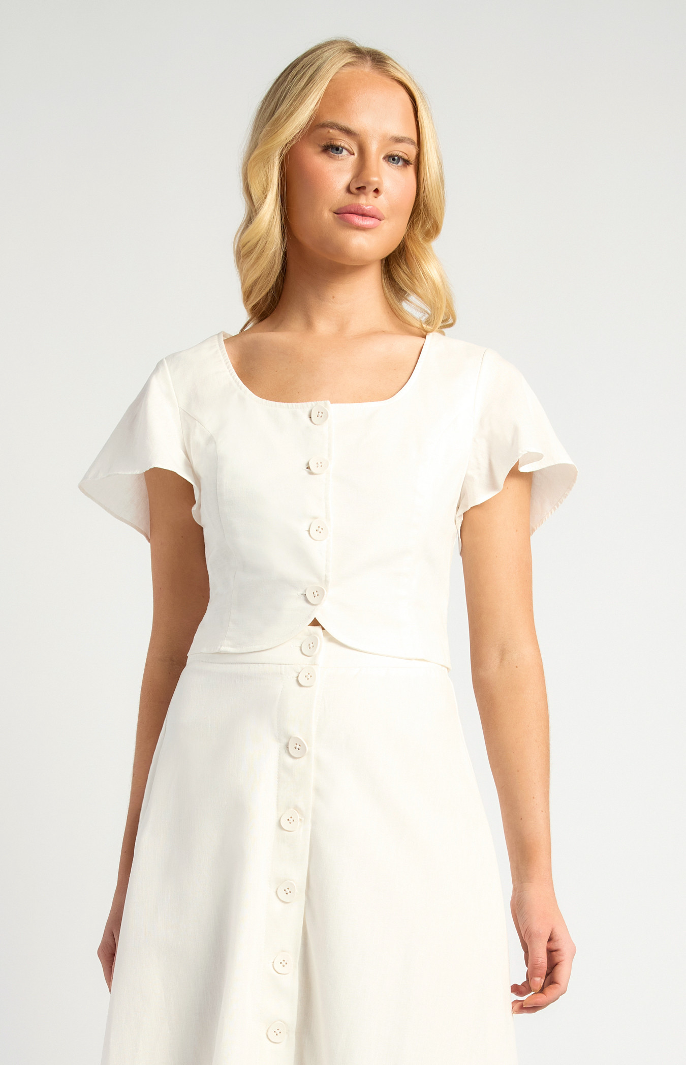 Butterfly Sleeves Panel Details Top (WTO669B)