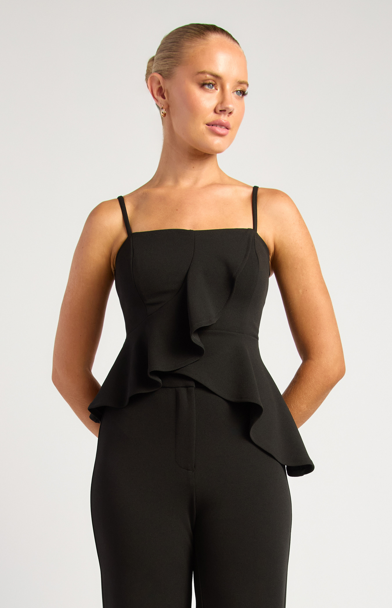 Asymmetric Frill Jersey Top (WTO721B)