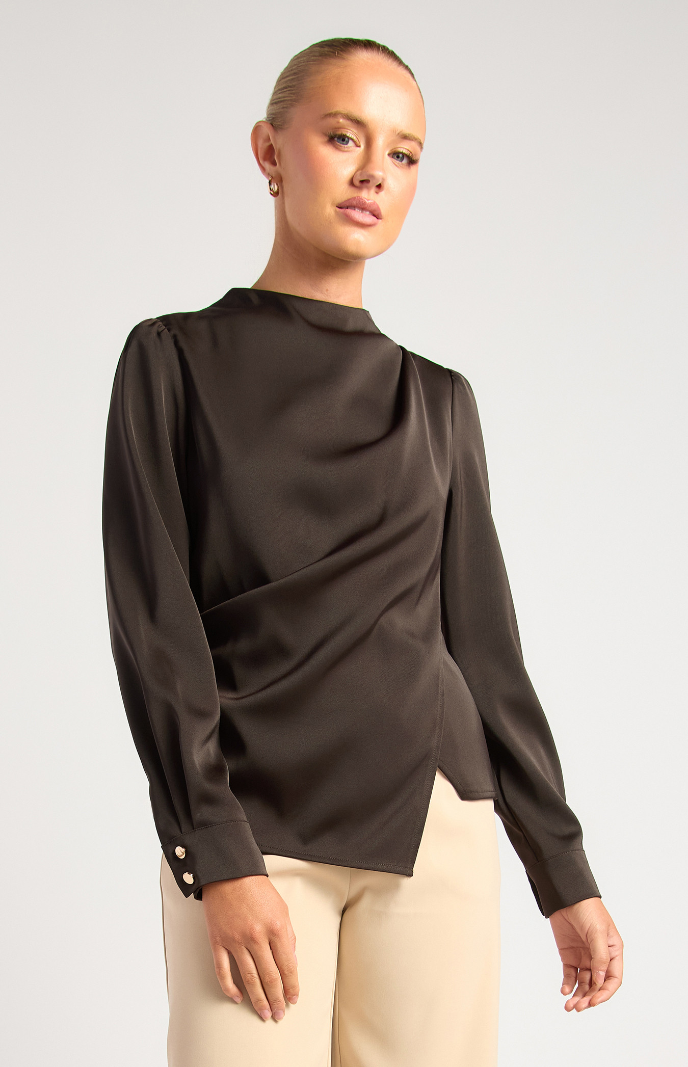 Layered Asymmetrical Hem Detail Blouse (WTO790B)