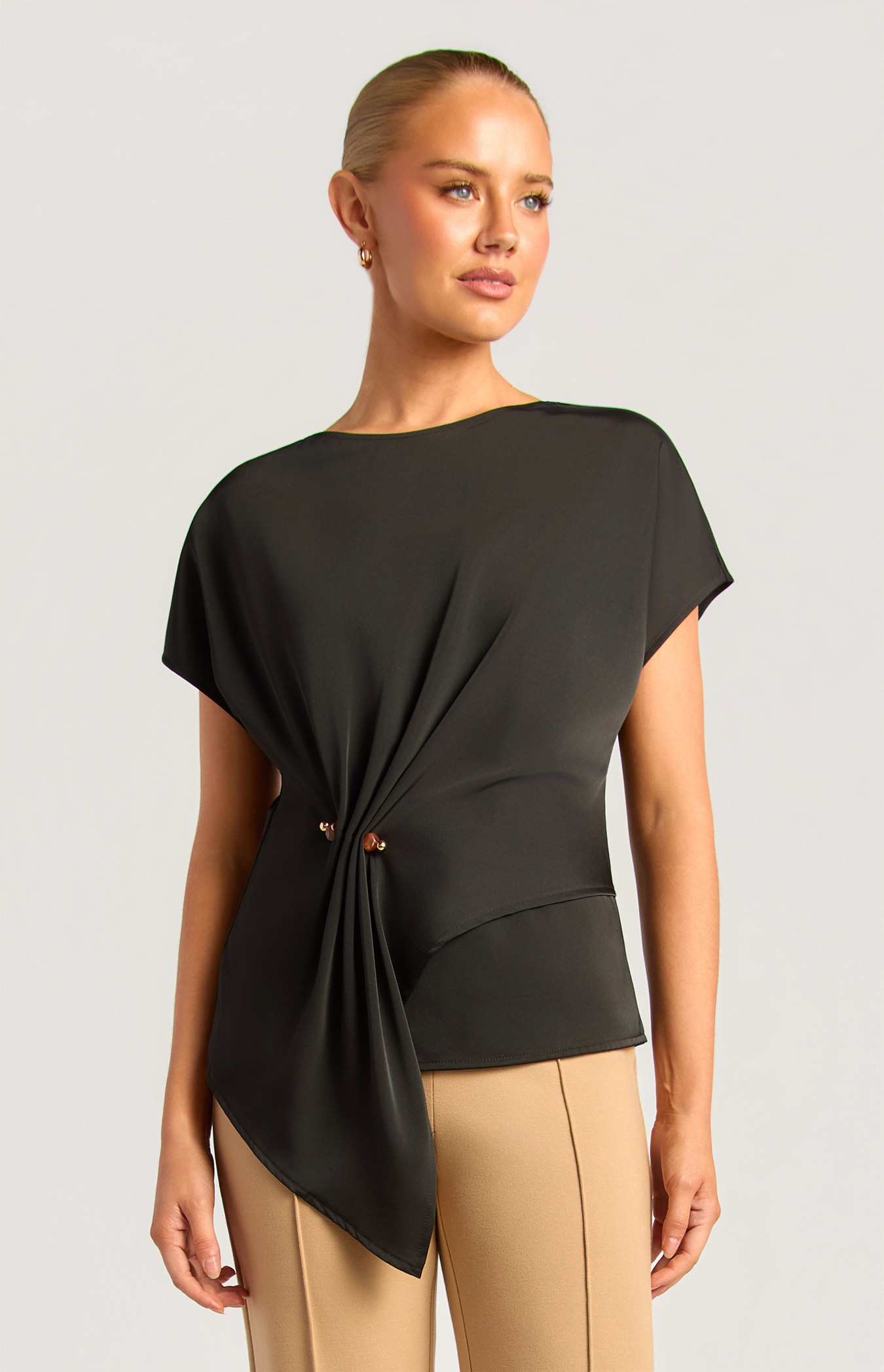 Batwing Sleeve Detail With Side Ring Bead Top (WTO839B)