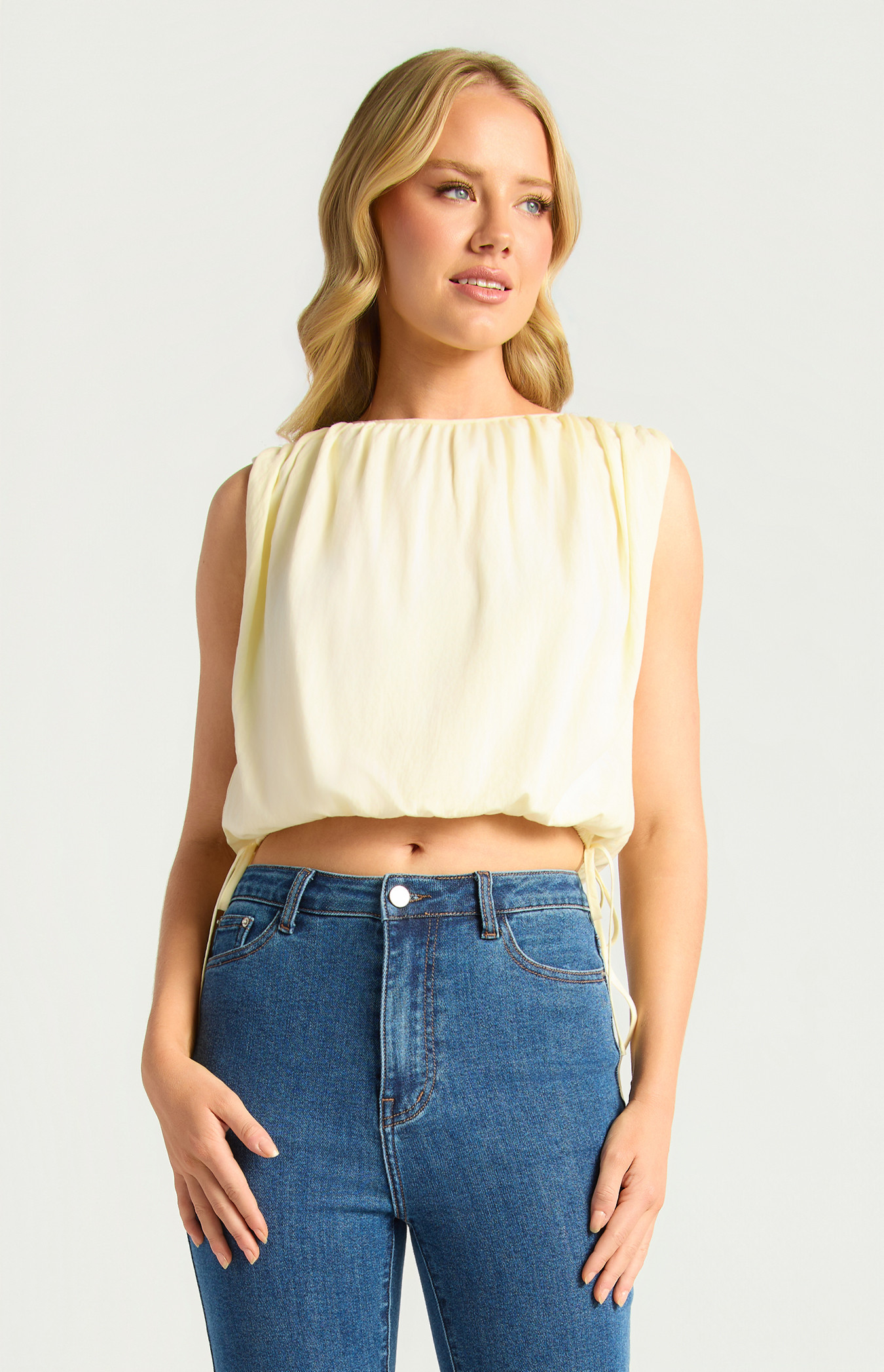 Bubble Hem Elastic Waist Top (WTO925B)